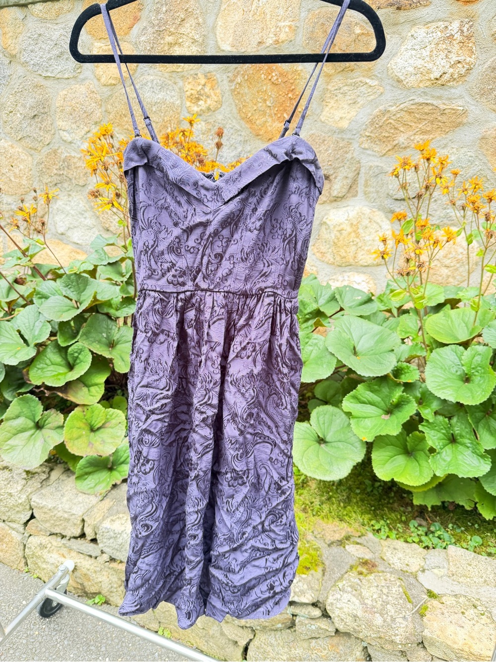 Lavender Paisley Spaghetti-Strap Mini Dress
